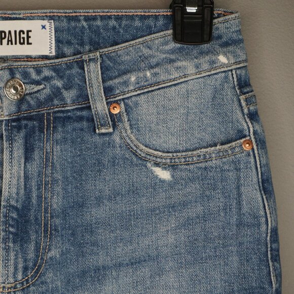 NEW PAIGE Sarah Longline Cut Off Short in Wannabe Distressed w/ dip hem sz 24 - Picture 5 of 16